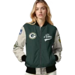 customized green bay packers razorback outline green nude bomber jacket best selling