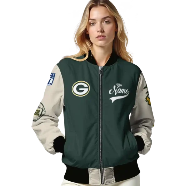 customized green bay packers razorback outline green nude bomber jacket latest model