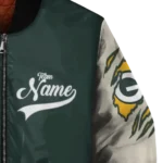 customized green bay packers razorback outline green nude bomber jacket best selling