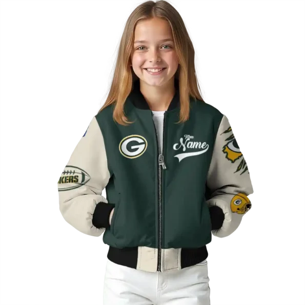 customized green bay packers razorback outline green nude bomber jacket top rated