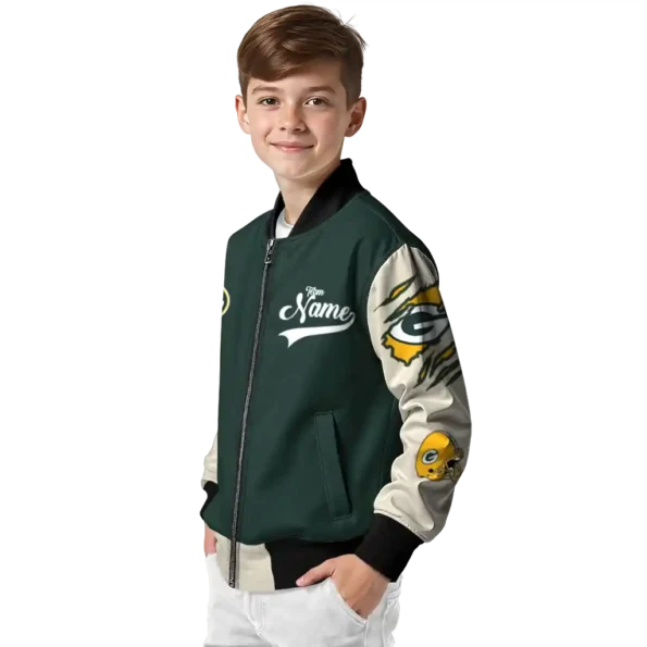 customized green bay packers razorback outline green nude bomber jacket trendy