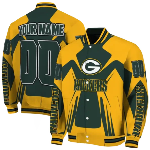 customized green bay packers spider mark green yellow crocs varsity jacket fashion forward.webp