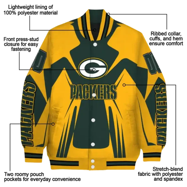 customized green bay packers spider mark green yellow crocs varsity jacket new arrival.webp
