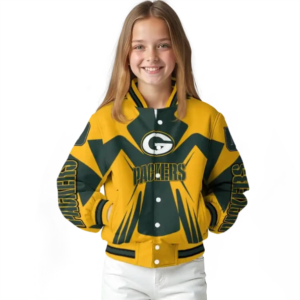 customized green bay packers spider mark green yellow crocs varsity jacket top rated.webp