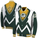 customized green bay packers v stripes green white varsity jacket best selling.webp