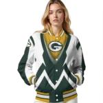 customized green bay packers v stripes green white varsity jacket best selling.webp