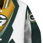 customized green bay packers v stripes green white varsity jacket best selling.webp