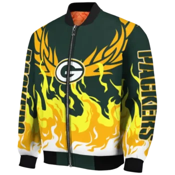 customized green bay packers winged blaze green white bomber jacket best selling