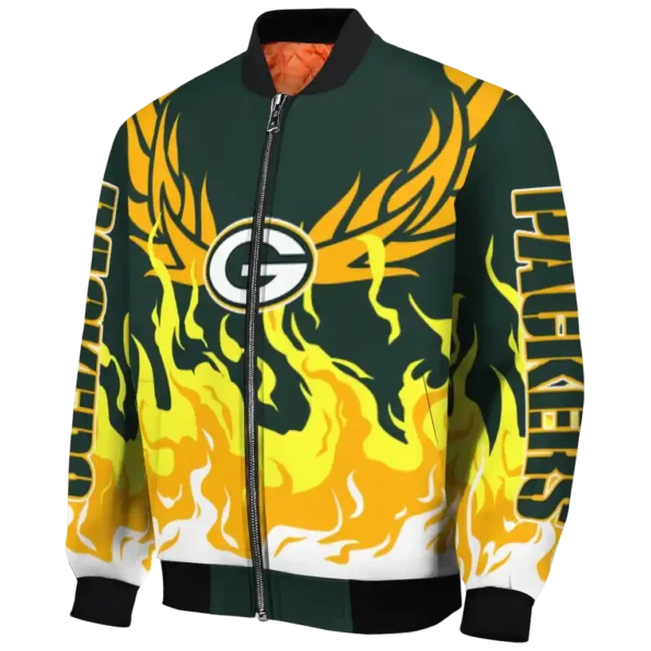 customized green bay packers winged blaze green white bomber jacket best selling