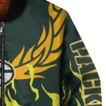 customized green bay packers winged blaze green white bomber jacket best selling