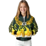 customized green bay packers winged blaze green white bomber jacket best selling