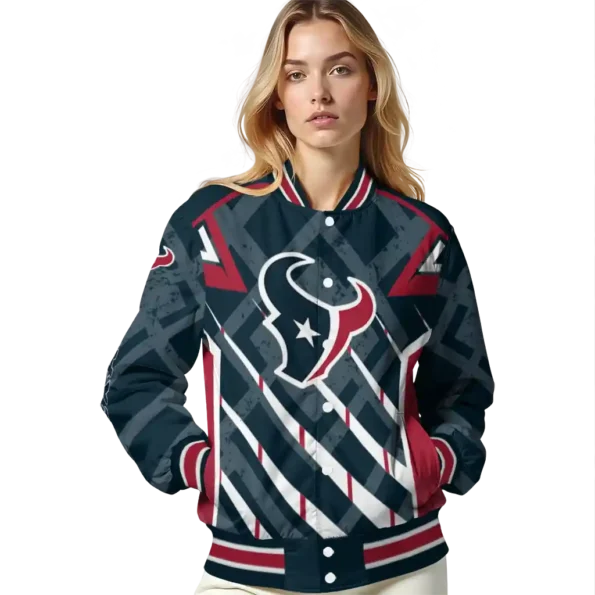 customized houston texans chevron angles blue varsity jacket latest model.webp