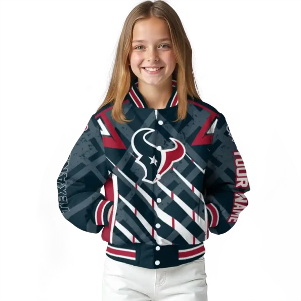 customized houston texans chevron angles blue varsity jacket top rated.webp