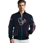 customized houston texans chevron arrow blue bomber jacket best selling