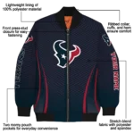 customized houston texans chevron arrow blue bomber jacket best selling