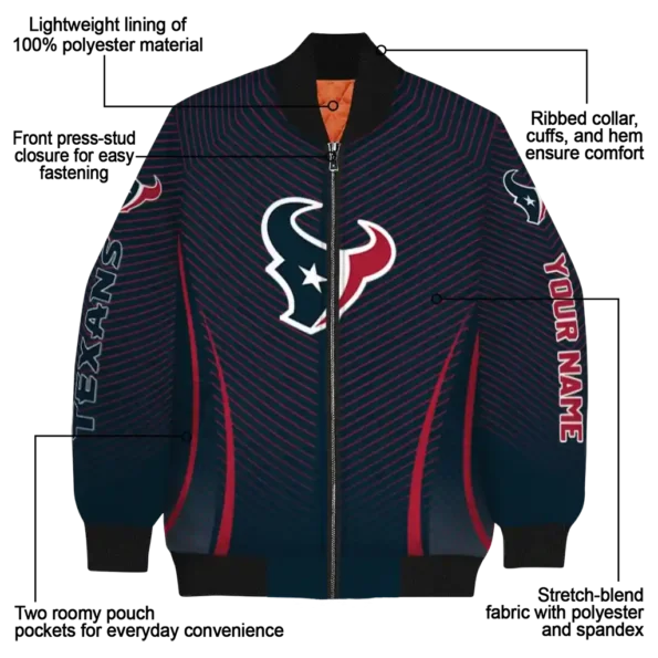 customized houston texans chevron arrow blue bomber jacket new arrival