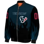 customized houston texans flame border blue black bomber jacket best selling