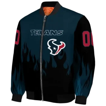 customized houston texans flame border blue black bomber jacket best selling