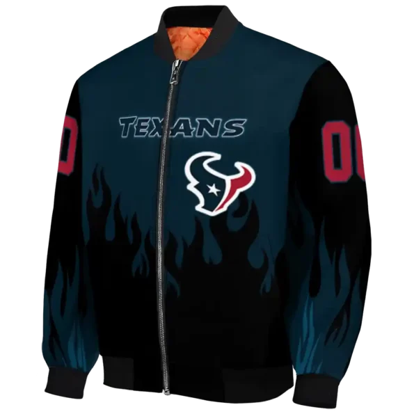 customized houston texans flame border blue black bomber jacket best selling