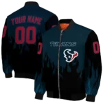 customized houston texans flame border blue black bomber jacket best selling