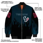 customized houston texans flame border blue black bomber jacket best selling