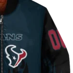 customized houston texans flame border blue black bomber jacket best selling