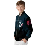 customized houston texans flame border blue black bomber jacket best selling