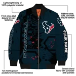 customized houston texans hexagon cluster blue black bomber jacket best selling