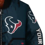 customized houston texans hexagon cluster blue black bomber jacket best selling