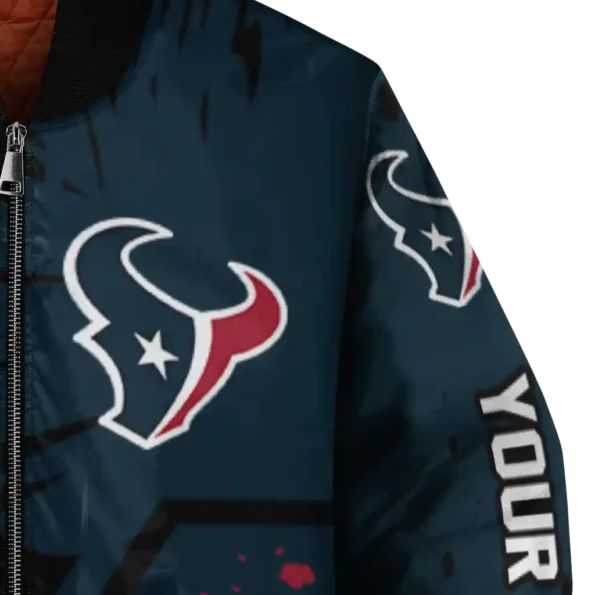customized houston texans hexagon cluster blue black bomber jacket premium grade