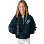 customized houston texans hexagon cluster blue black bomber jacket best selling