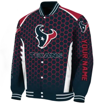 customized houston texans hexagon grid blue varsity jacket best selling.webp