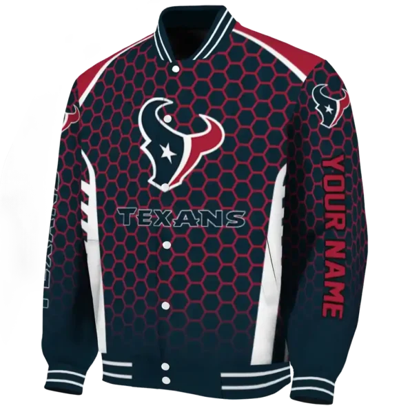 customized houston texans hexagon grid blue varsity jacket best selling.webp