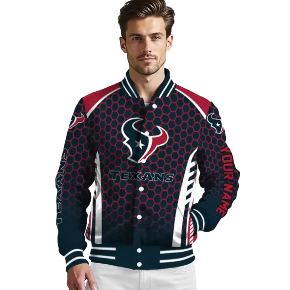 customized houston texans hexagon grid blue varsity jacket high quality.webp