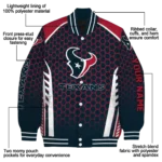 customized houston texans hexagon grid blue varsity jacket best selling.webp