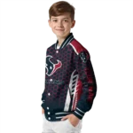 customized houston texans hexagon grid blue varsity jacket best selling.webp