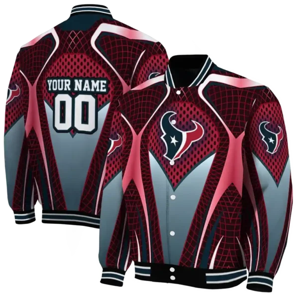 customized houston texans mesh chest red crocs black varsity jacket fashion forward.webp