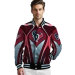 customized houston texans mesh chest red crocs black varsity jacket best selling.webp