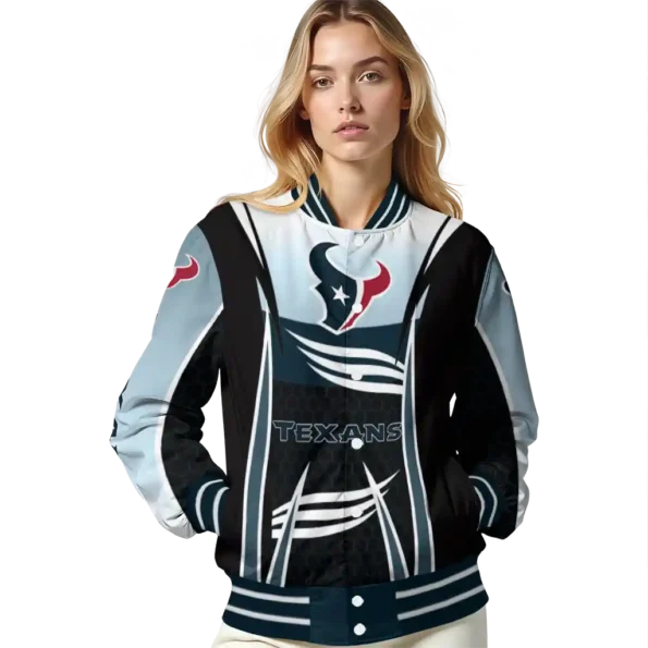customized houston texans mesh effect blue black varsity jacket latest model.webp