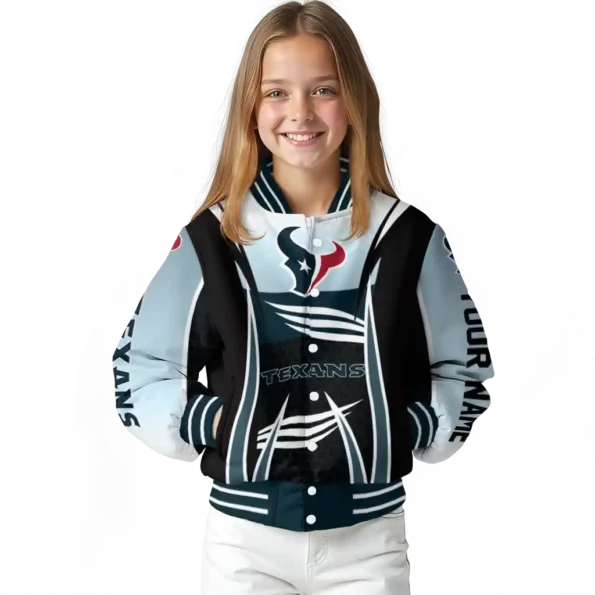 customized houston texans mesh effect blue black varsity jacket top rated.webp