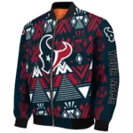 customized houston texans pyramid shapes blue bomber jacket best selling