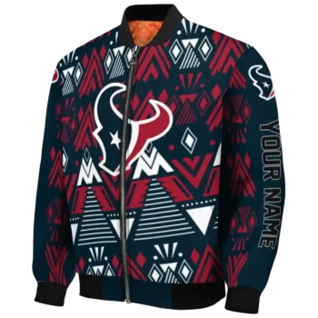 customized houston texans pyramid shapes blue bomber jacket best selling