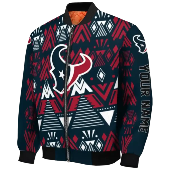 customized houston texans pyramid shapes blue bomber jacket best selling