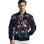 customized houston texans pyramid shapes blue bomber jacket best selling