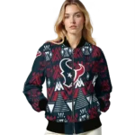 customized houston texans pyramid shapes blue bomber jacket best selling