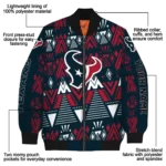 customized houston texans pyramid shapes blue bomber jacket best selling