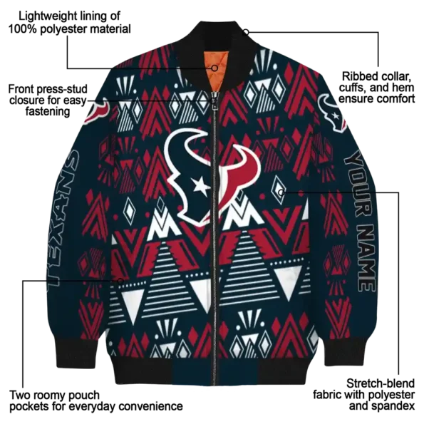 customized houston texans pyramid shapes blue bomber jacket new arrival