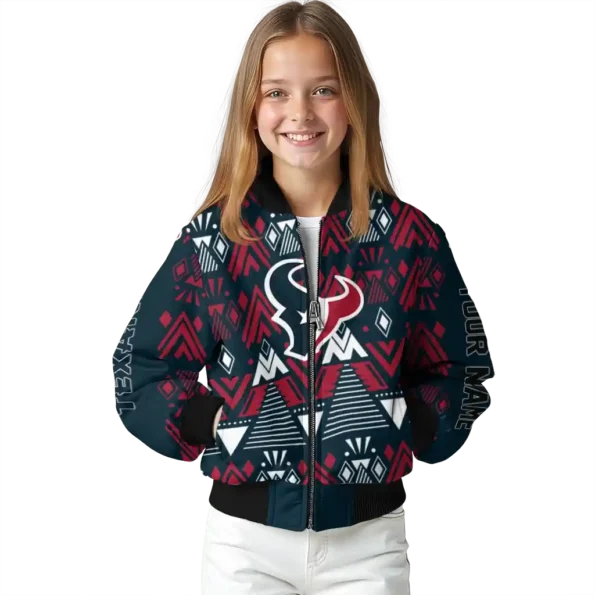 customized houston texans pyramid shapes blue bomber jacket top rated