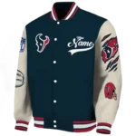 customized houston texans razorback outline blue nude varsity jacket best selling.webp