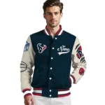 customized houston texans razorback outline blue nude varsity jacket best selling.webp
